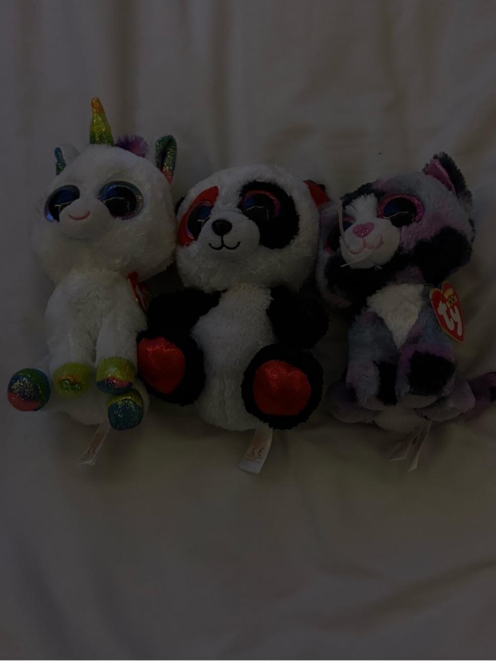 Bundle of 3 TY Beanie Plush Panda in Black and White - Soft Small Pet Toy